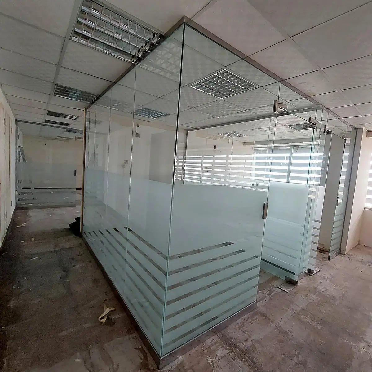 Modern office glass partition system